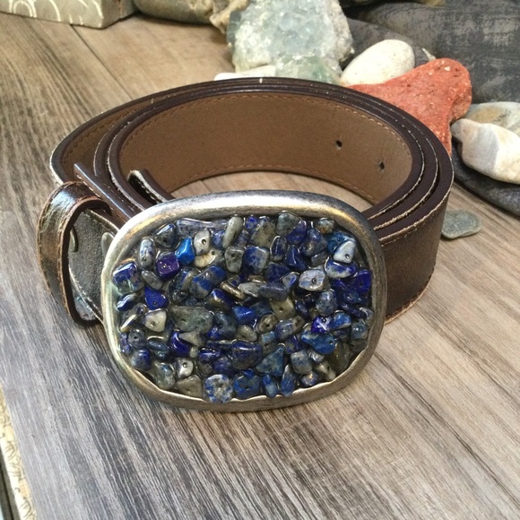 Lapis Belt Buckle & Leather Belt - Picture 2 of 8